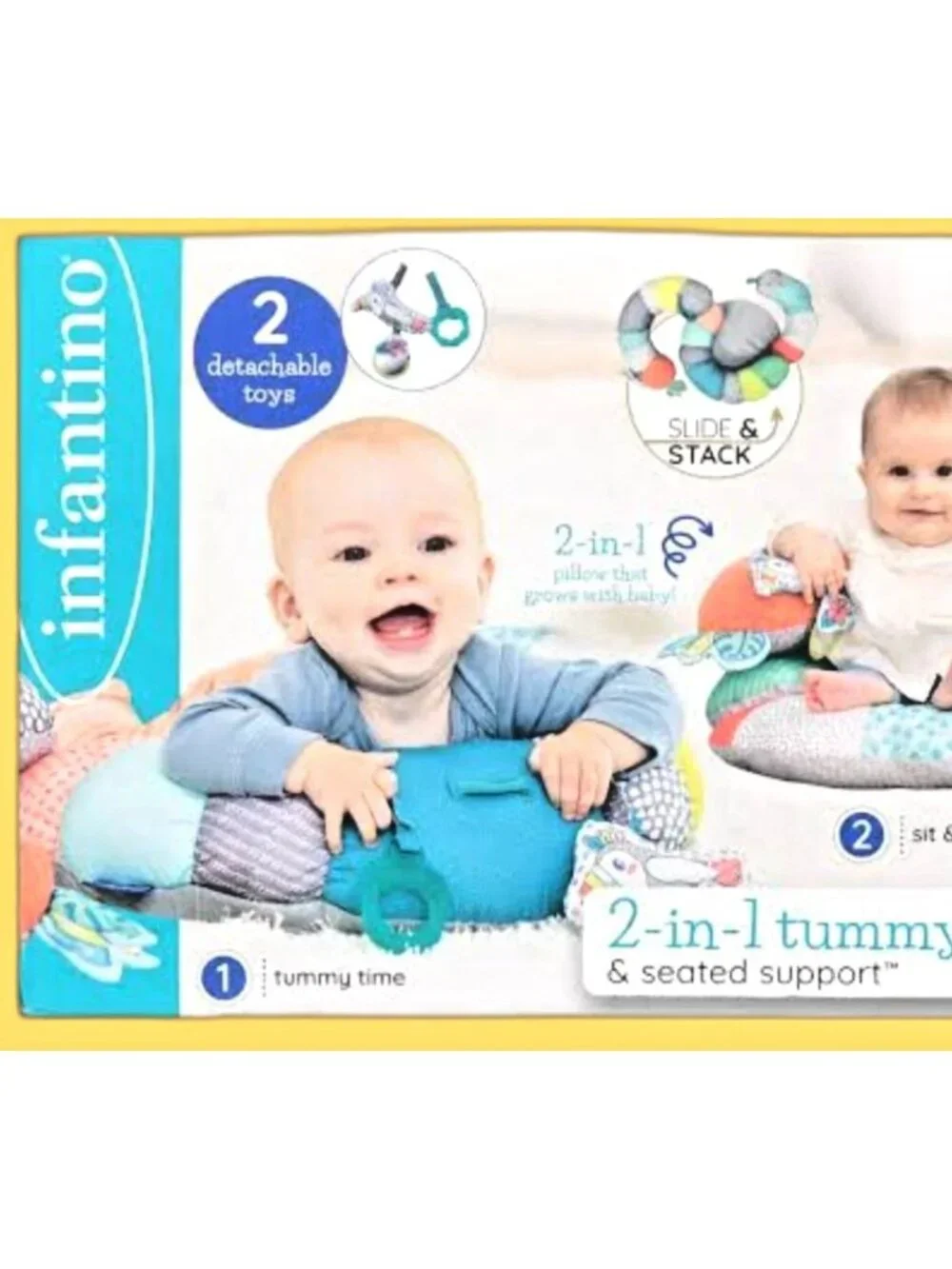Infantino 2-in-1 Tummy Time & Seated Support Prop Pillow Toucan Gym NIB